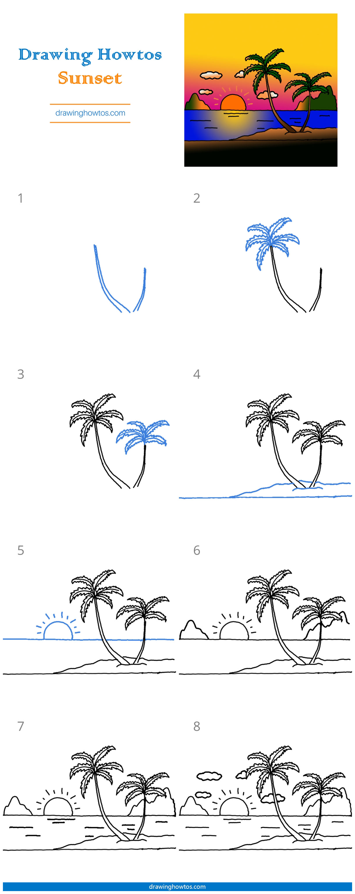 How to Draw a Sunset Step by Step