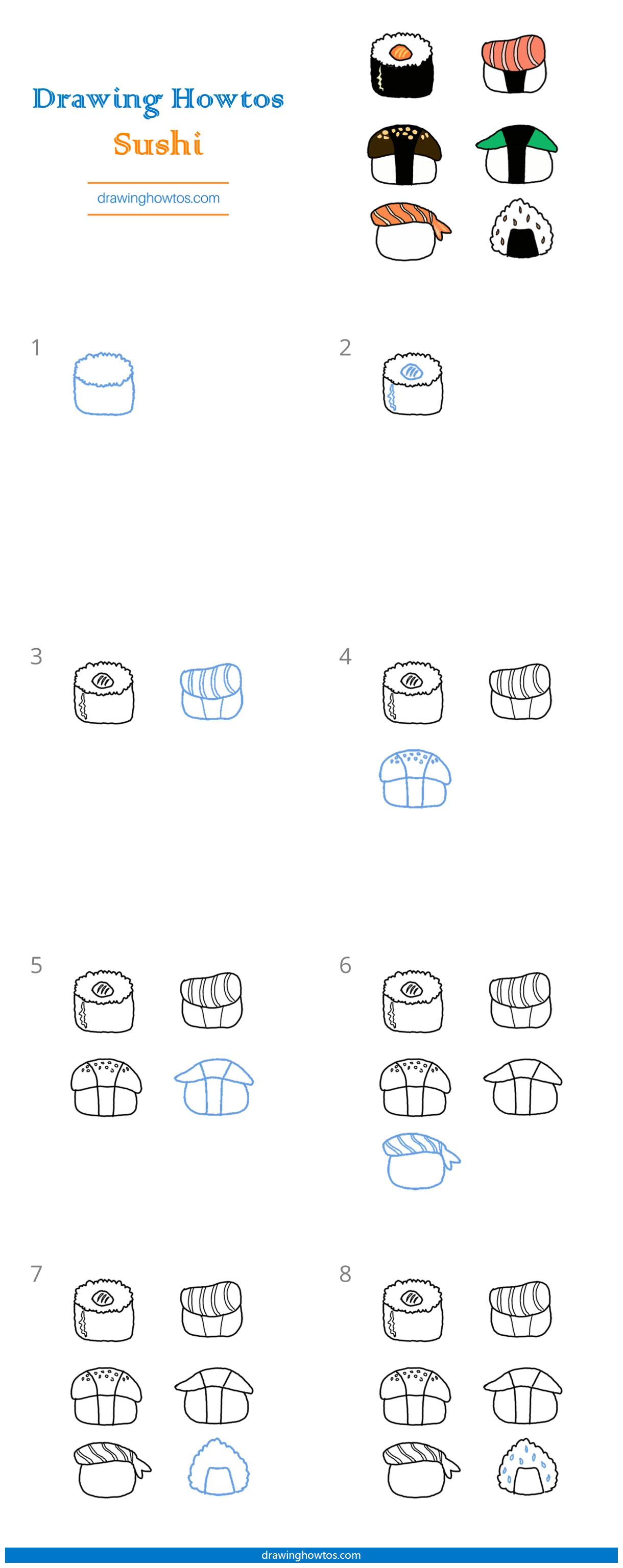 How to Draw Sushi Step by Step