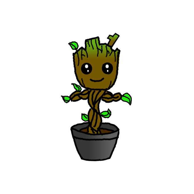 How to Draw Baby Groot - Step by Step Easy Drawing Guides - Drawing Howtos
