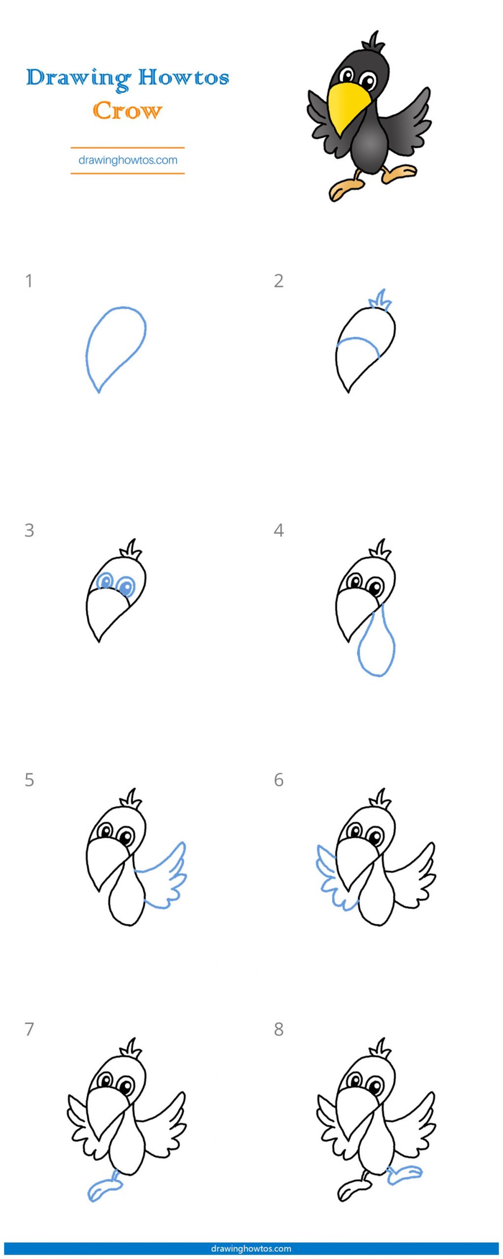 How to Draw a Funny Crow Step by Step