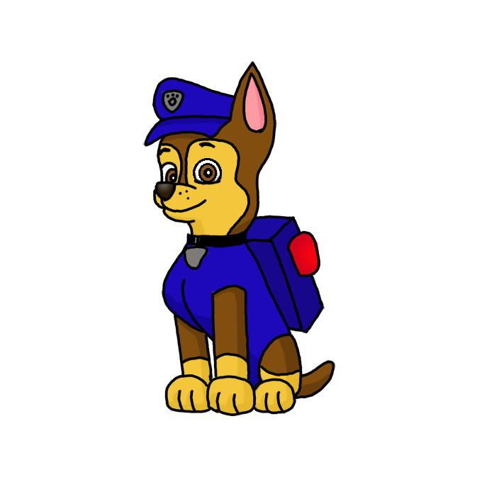 How to Draw Chase from Paw Patrol - Step Step Easy Drawing Guides - Howtos