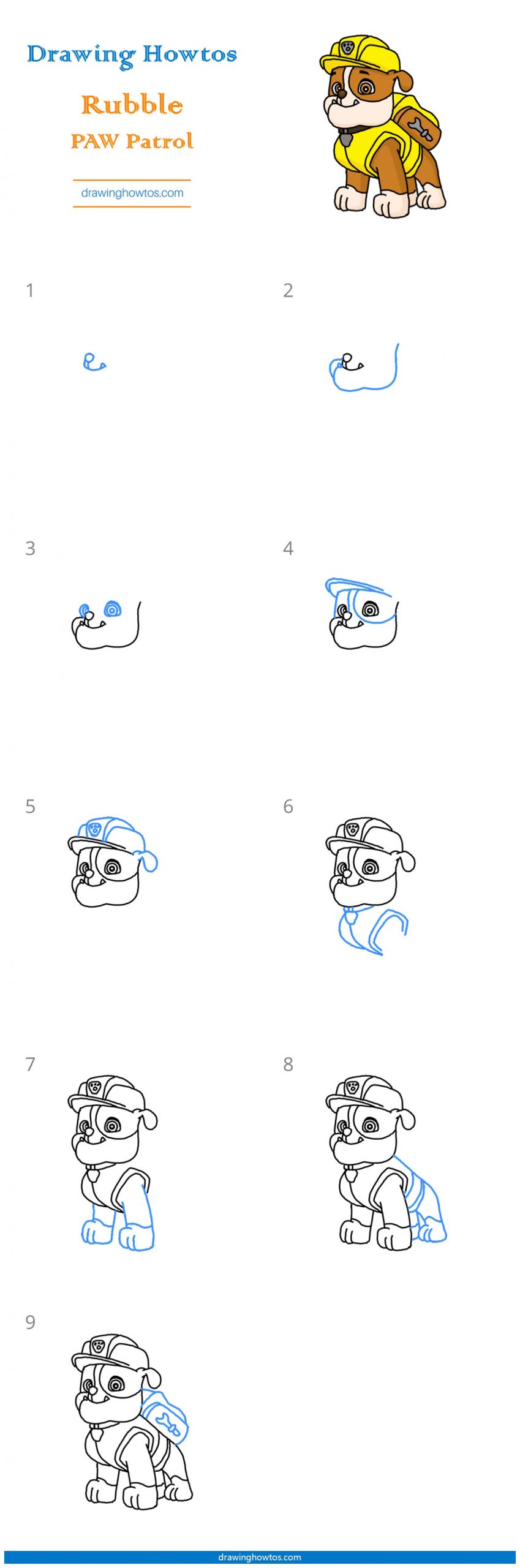 How to Draw Rubble from Paw Patrol Step by Step