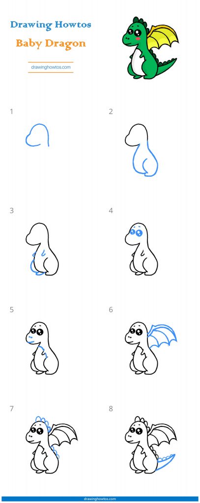 How to Draw a Baby Dragon - Step by Step Easy Drawing Guides - Drawing ...