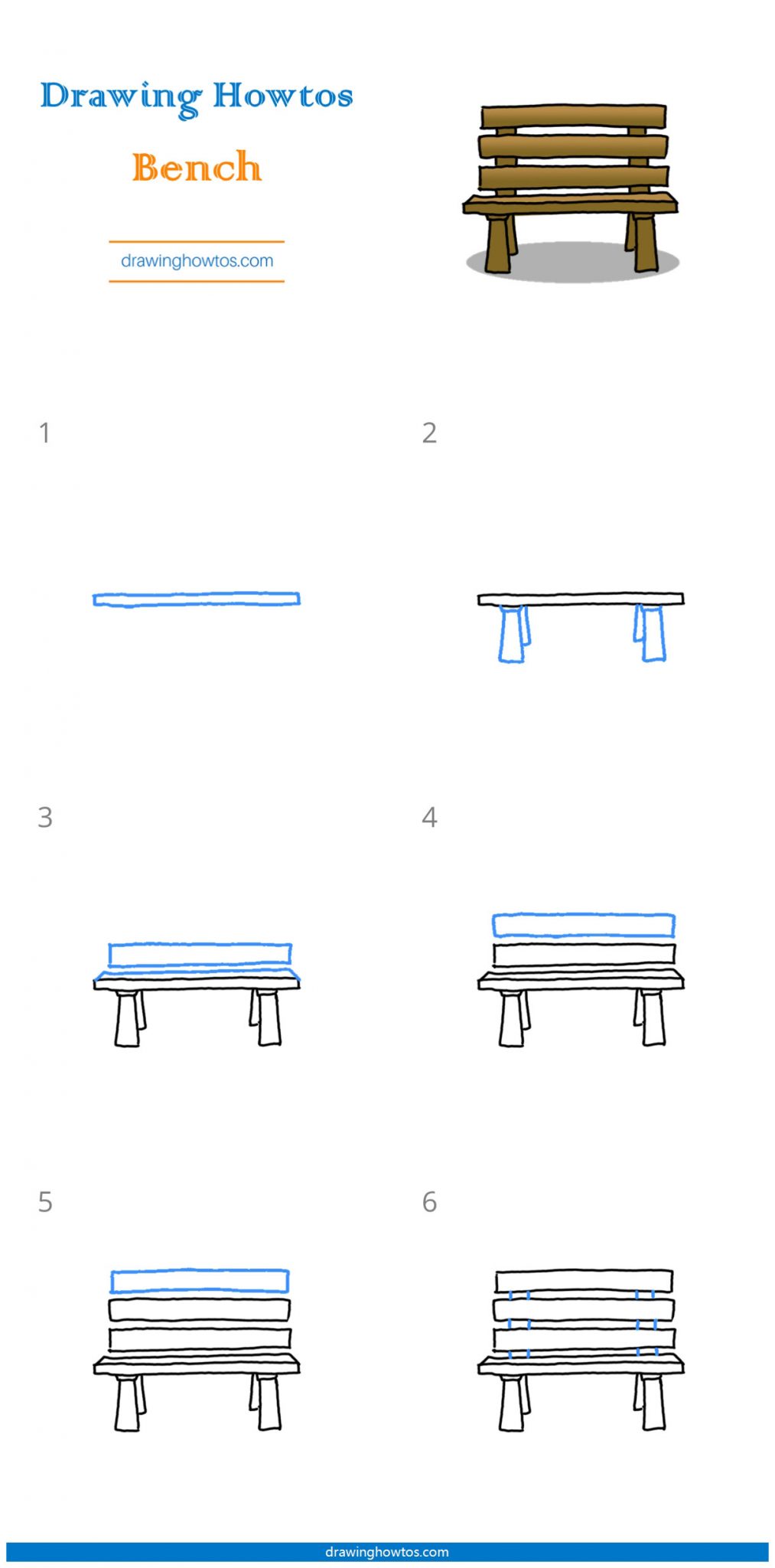 How to Draw a Bench - Step by Step Easy Drawing Guides - Drawing Howtos