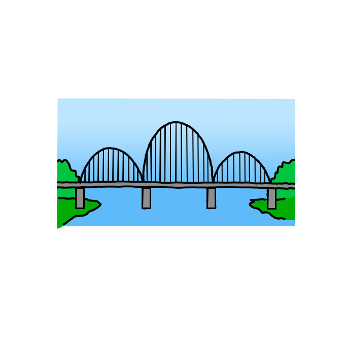 Bridge drawing Easy Simple Golden gate and Step by Step