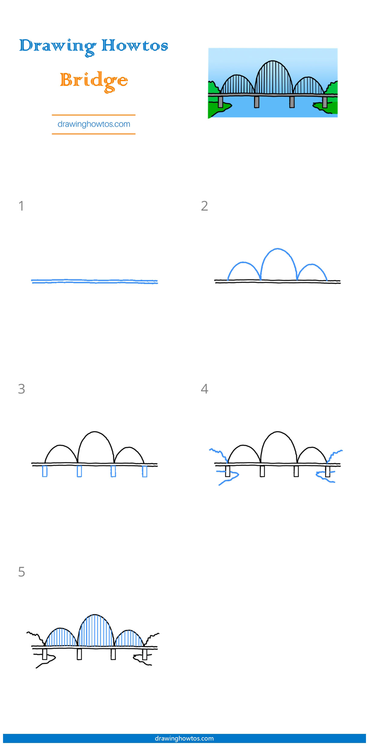 How to Draw a Bridge Step by Step