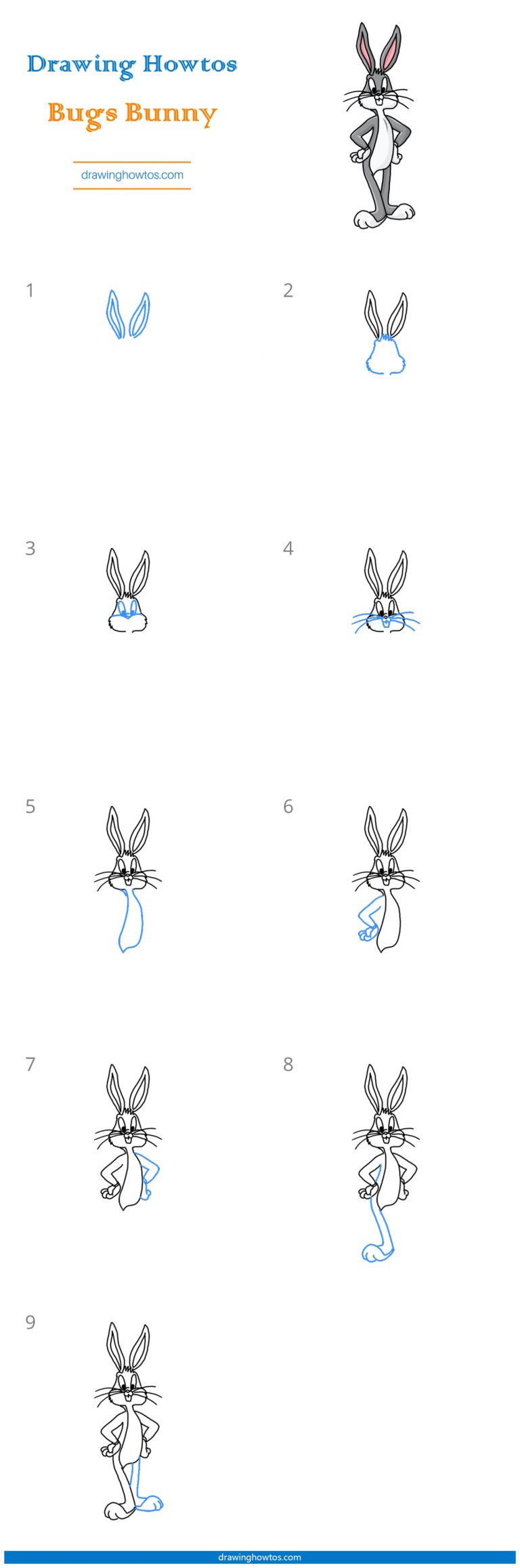 How to Draw a Bugs Bunny - Step by Step Easy Drawing Guides - Drawing