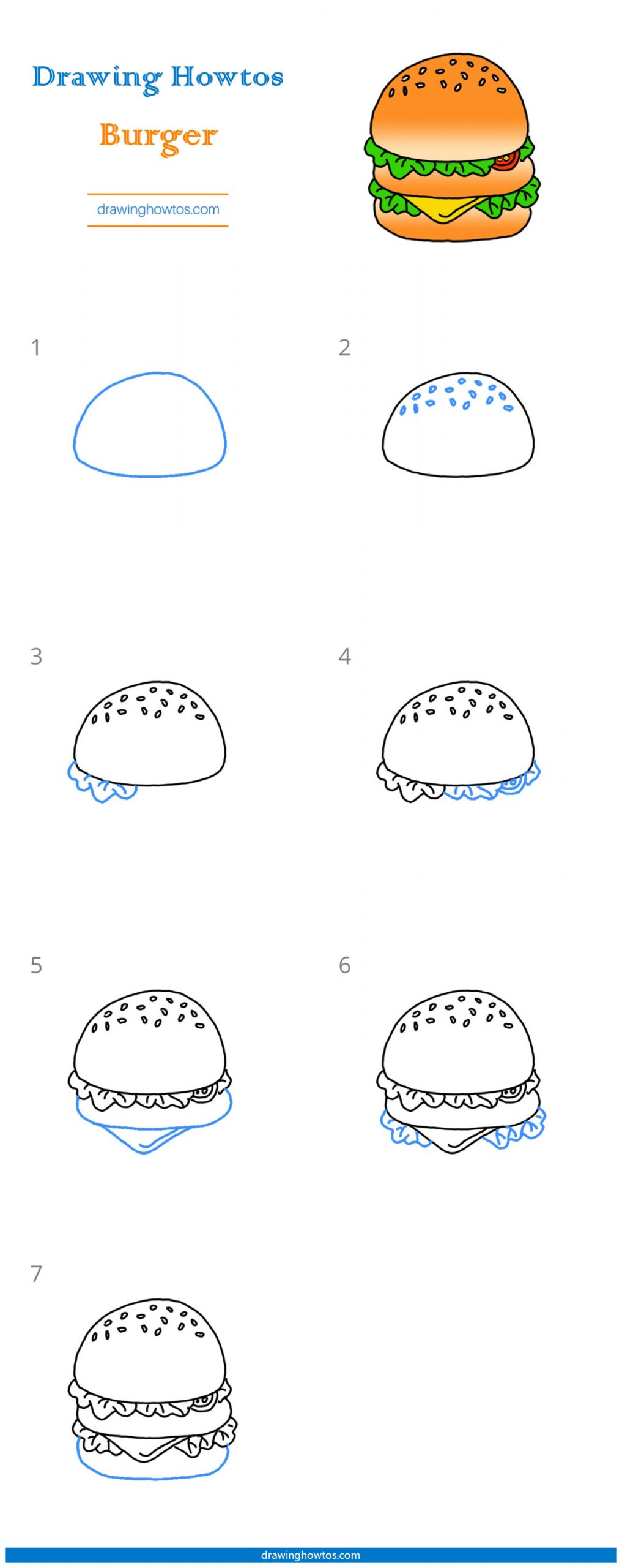 How to Draw a Burger - Step by Step Easy Drawing Guides - Drawing Howtos