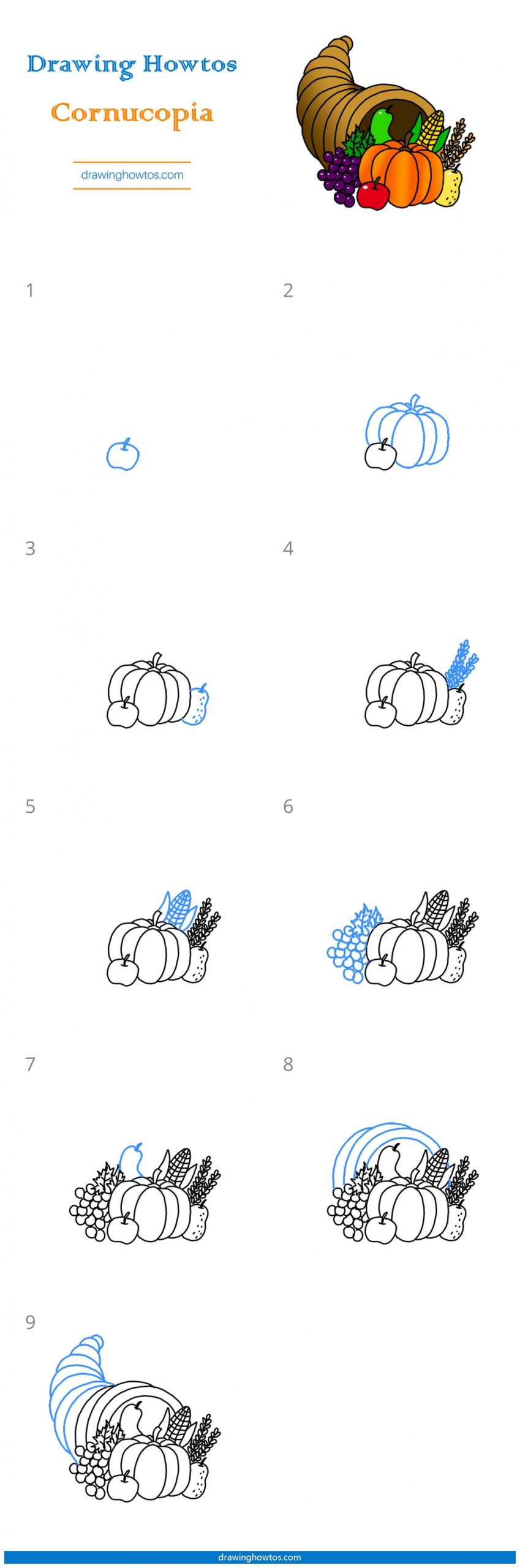 How to Draw a Cornucopia Step by Step