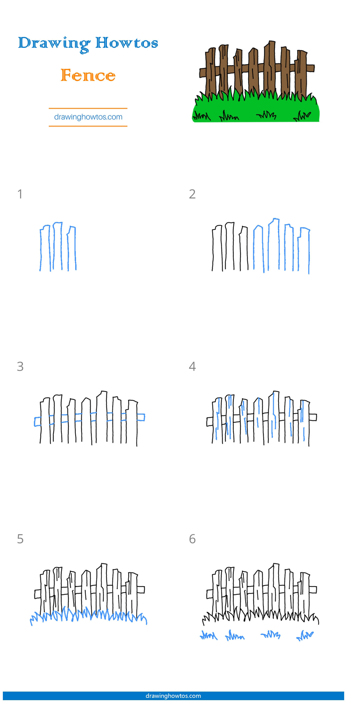 How to Draw a Fence Step by Step