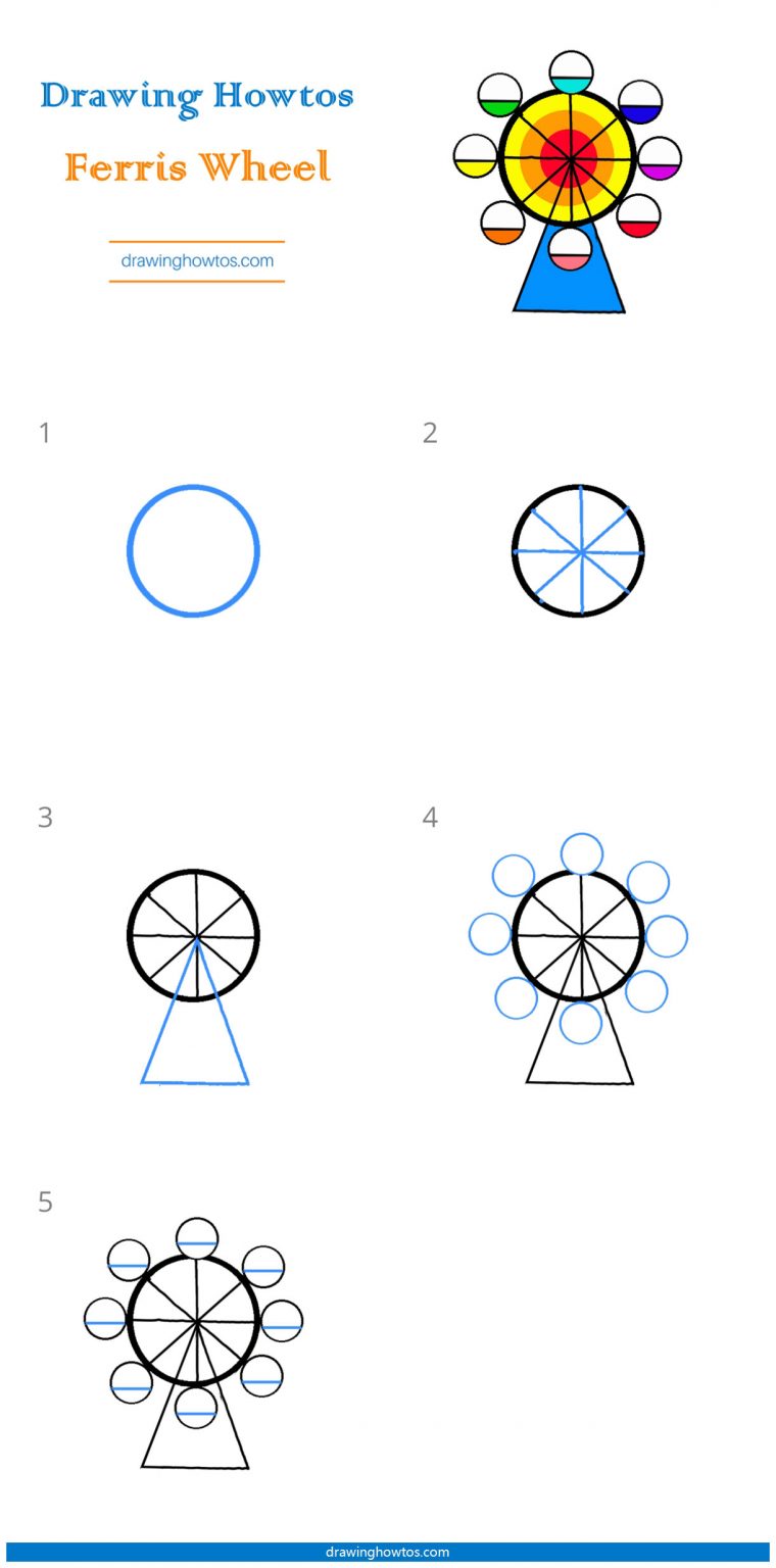 How to Draw a Ferris Wheel - Step by Step Easy Drawing Guides - Drawing