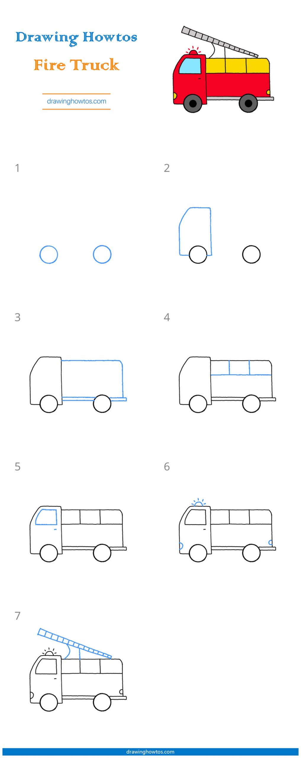 How to Draw a Fire Truck Step by Step