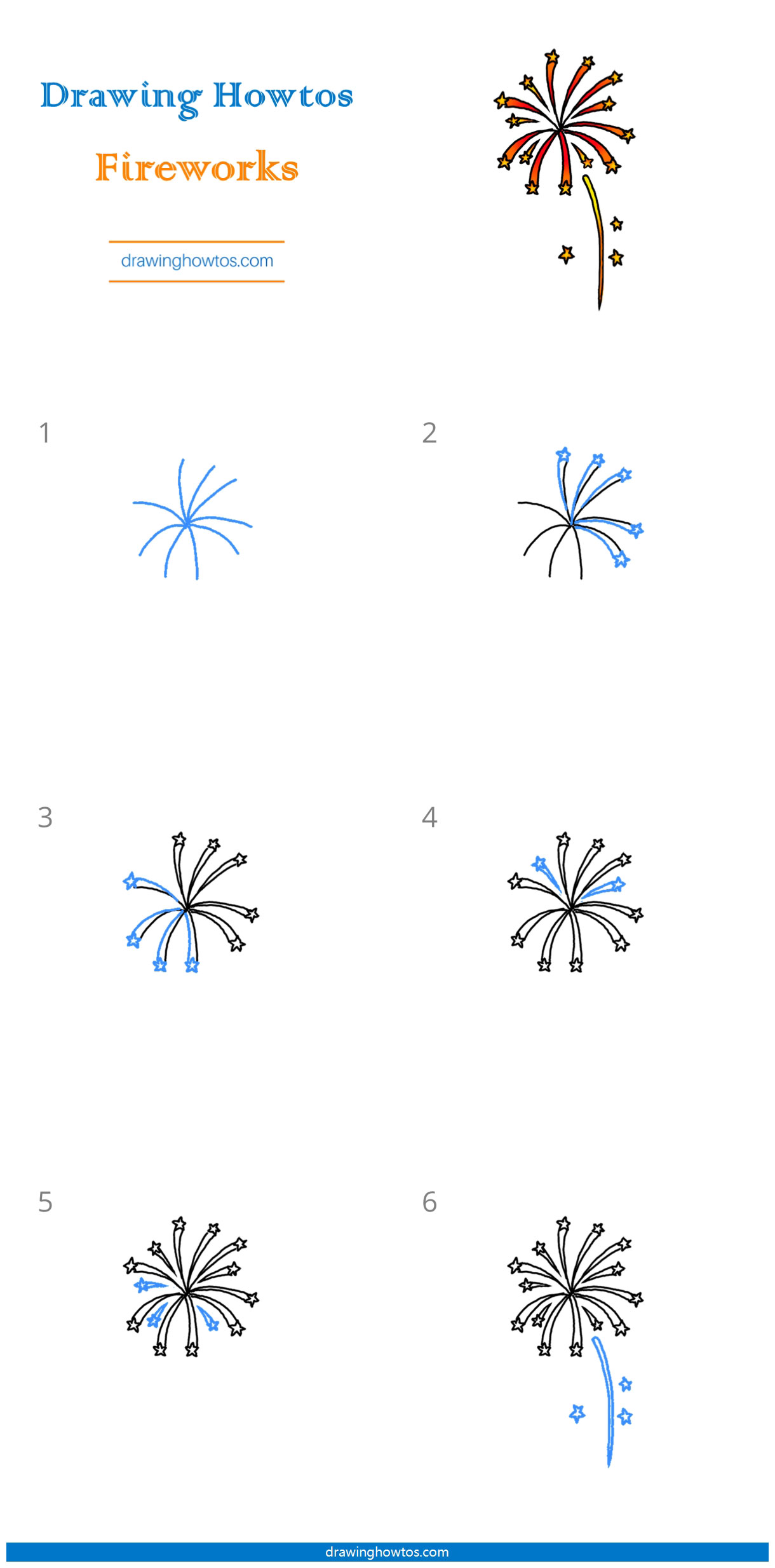 How to Draw Fireworks Step by Step