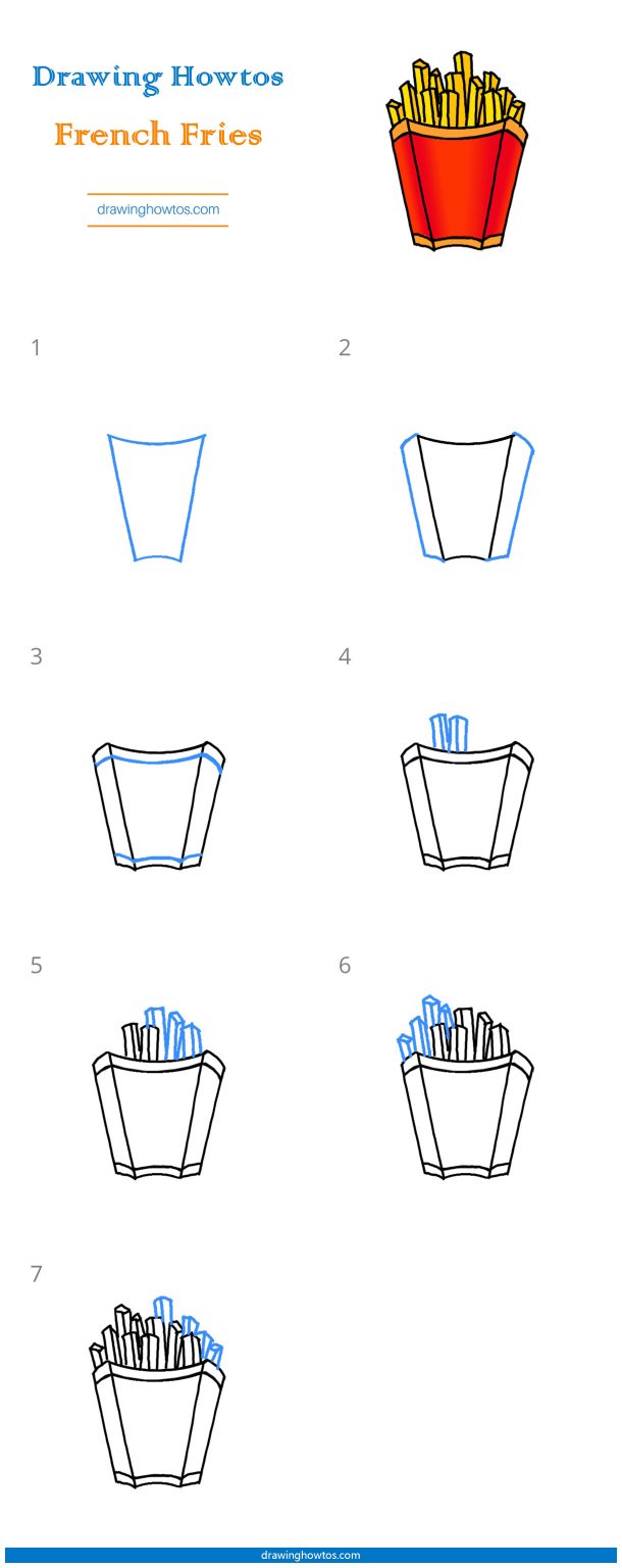 How to Draw French Fries - Step by Step Easy Drawing Guides - Drawing