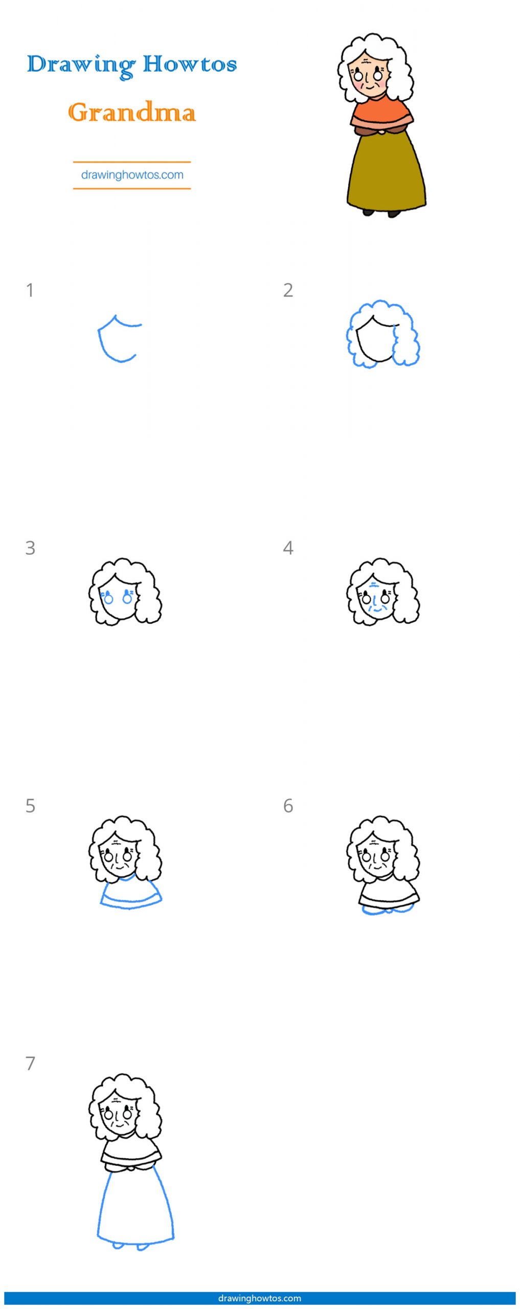 How to Draw a Grandma - Step by Step Easy Drawing Guides - Drawing Howtos