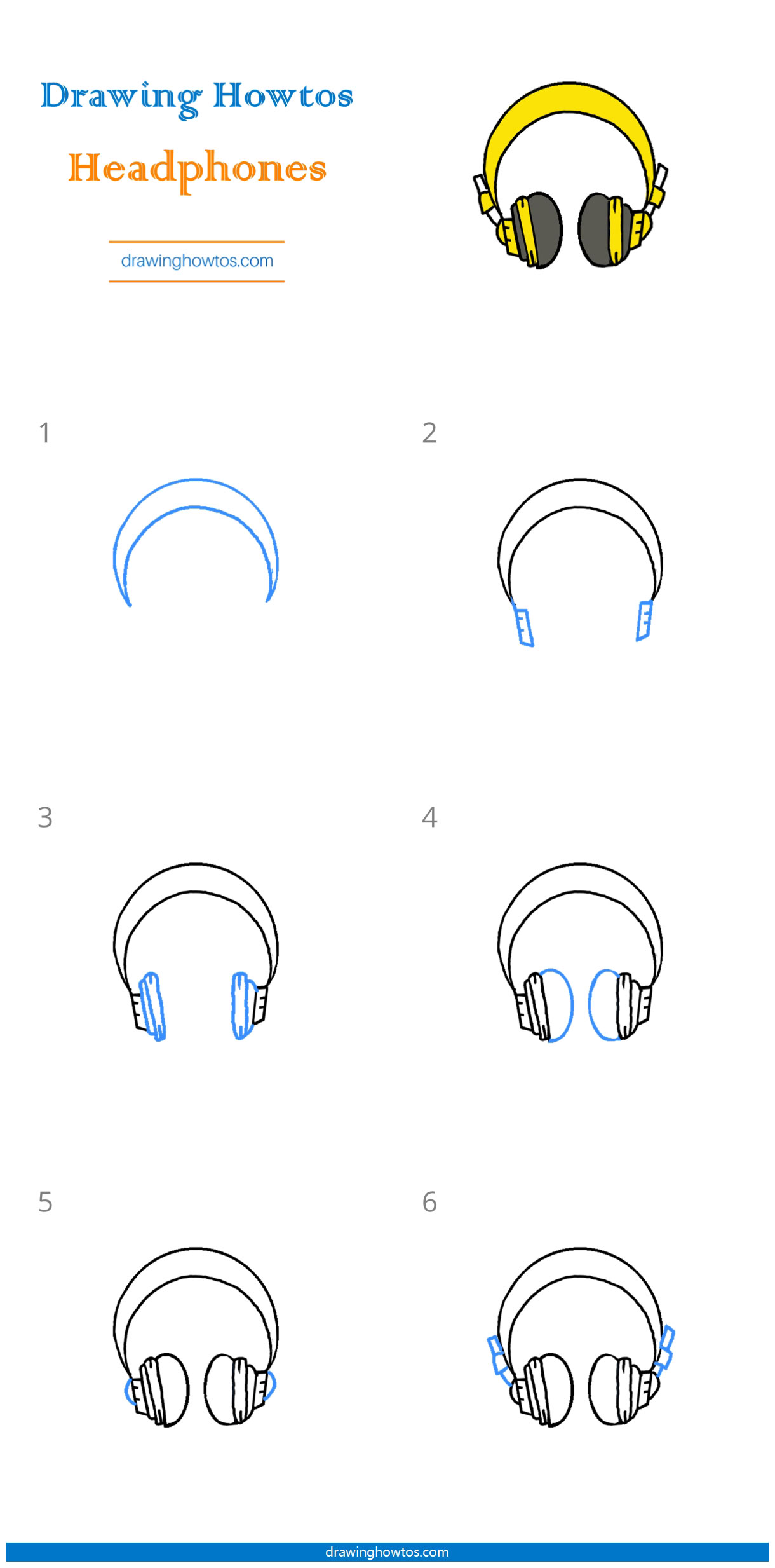 How to Draw Headphones Step by Step