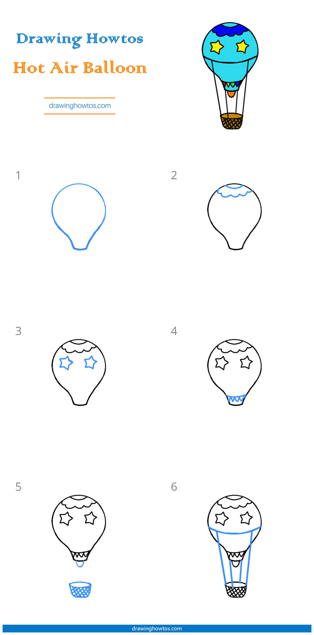 How to Draw a Hot Air Balloon Step by Step