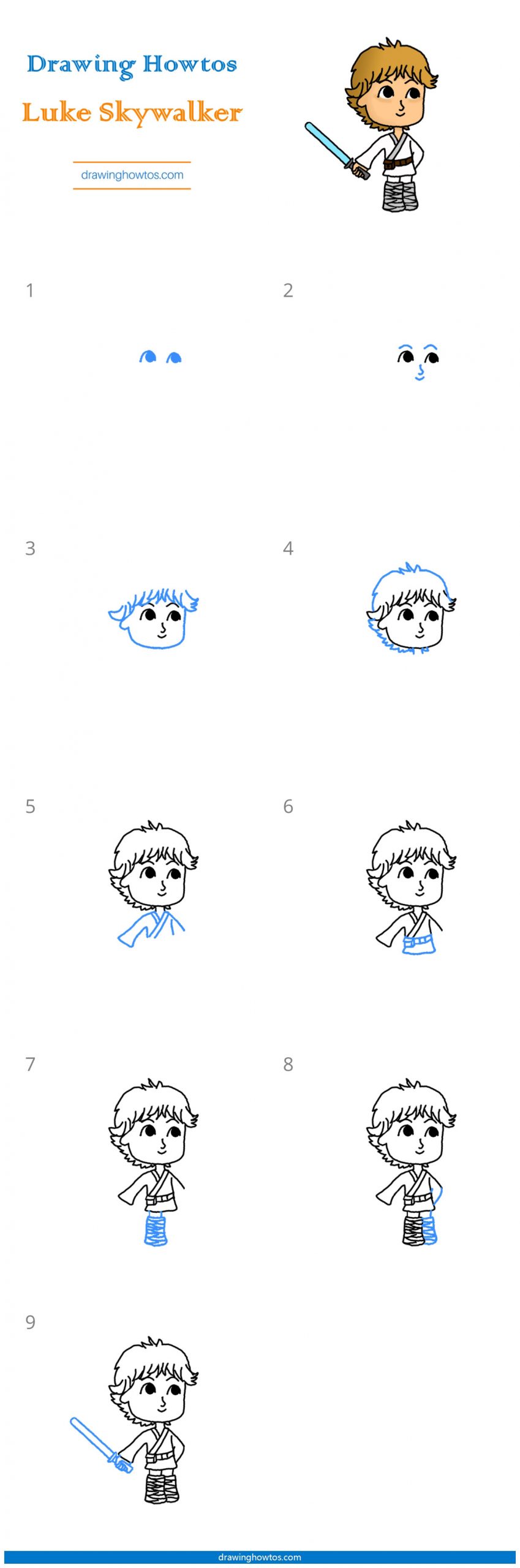 How to Draw Luke Skywalker from Star Wars Step by Step