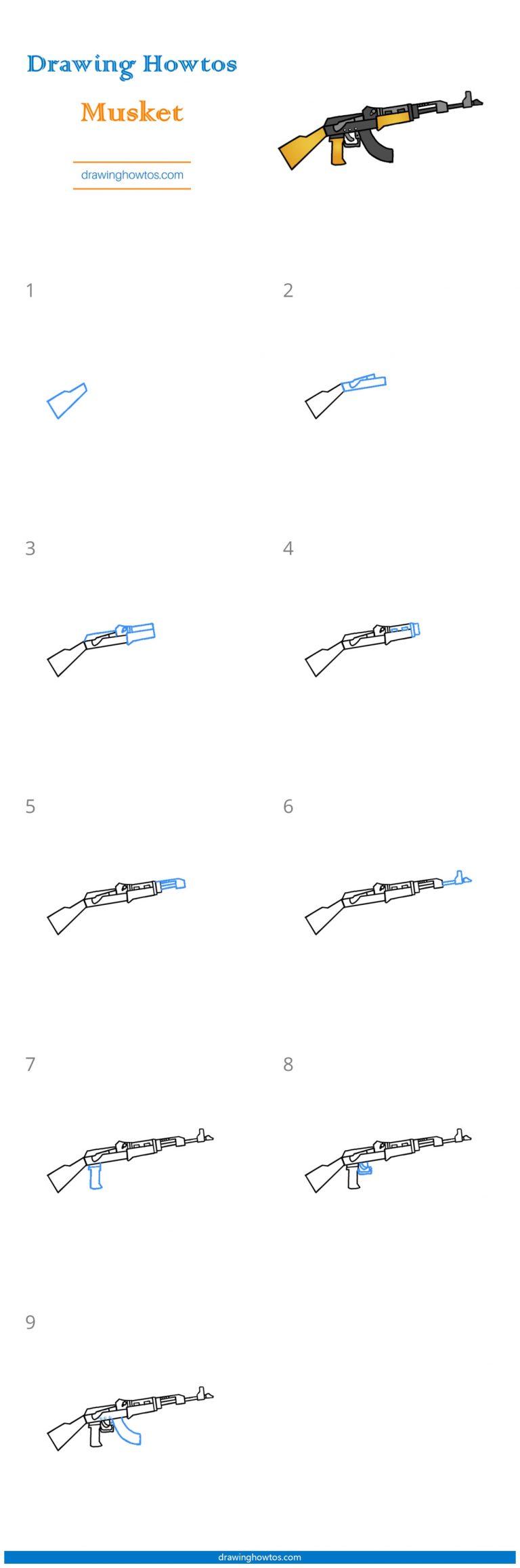 How to Draw a Musket Step by Step Easy Drawing Guides Drawing Howtos