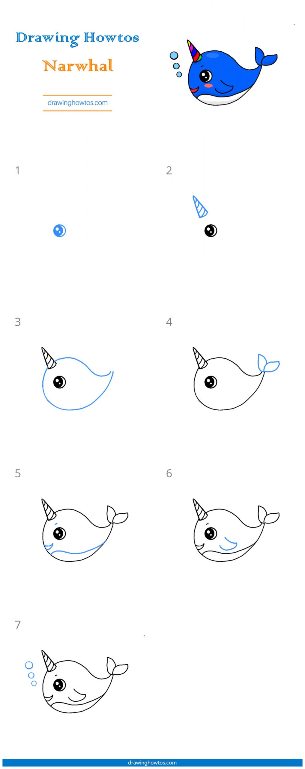 How to Draw a Narwhal Step by Step