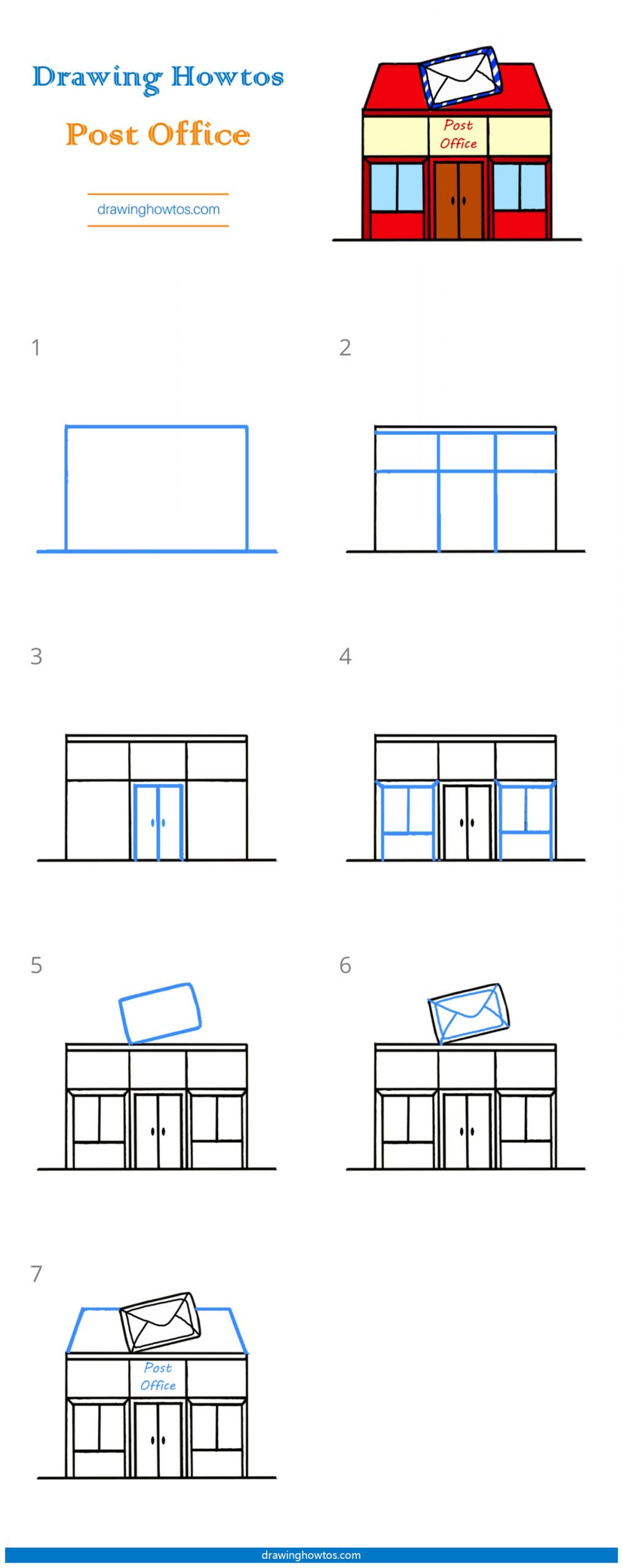 How to Draw a Post Office Step by Step