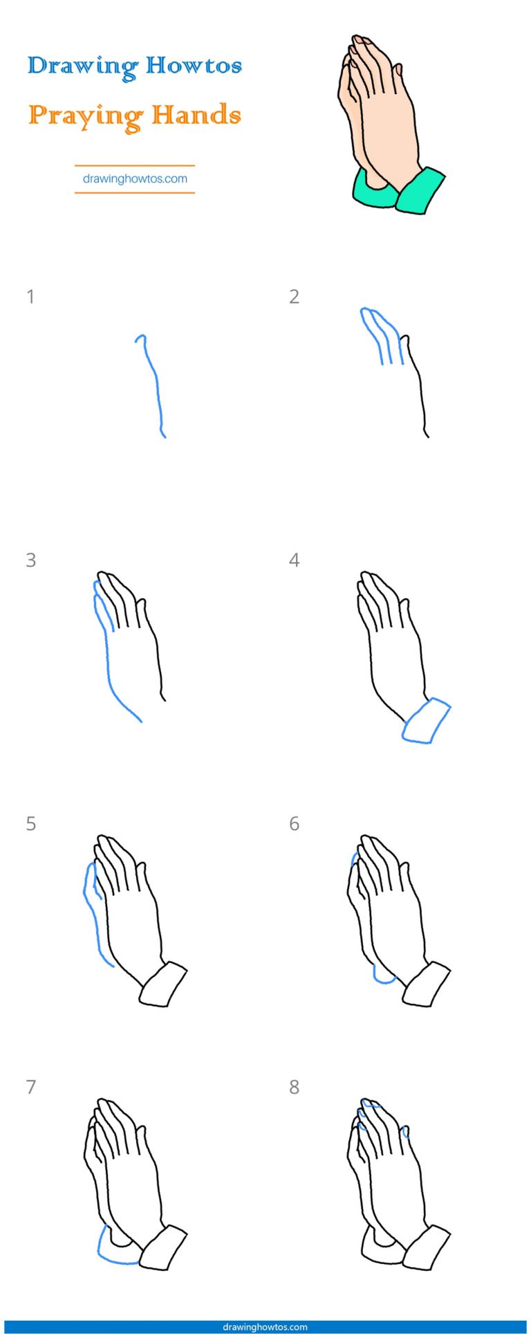 How to Draw Praying Hands - Step by Step Easy Drawing Guides - Drawing 