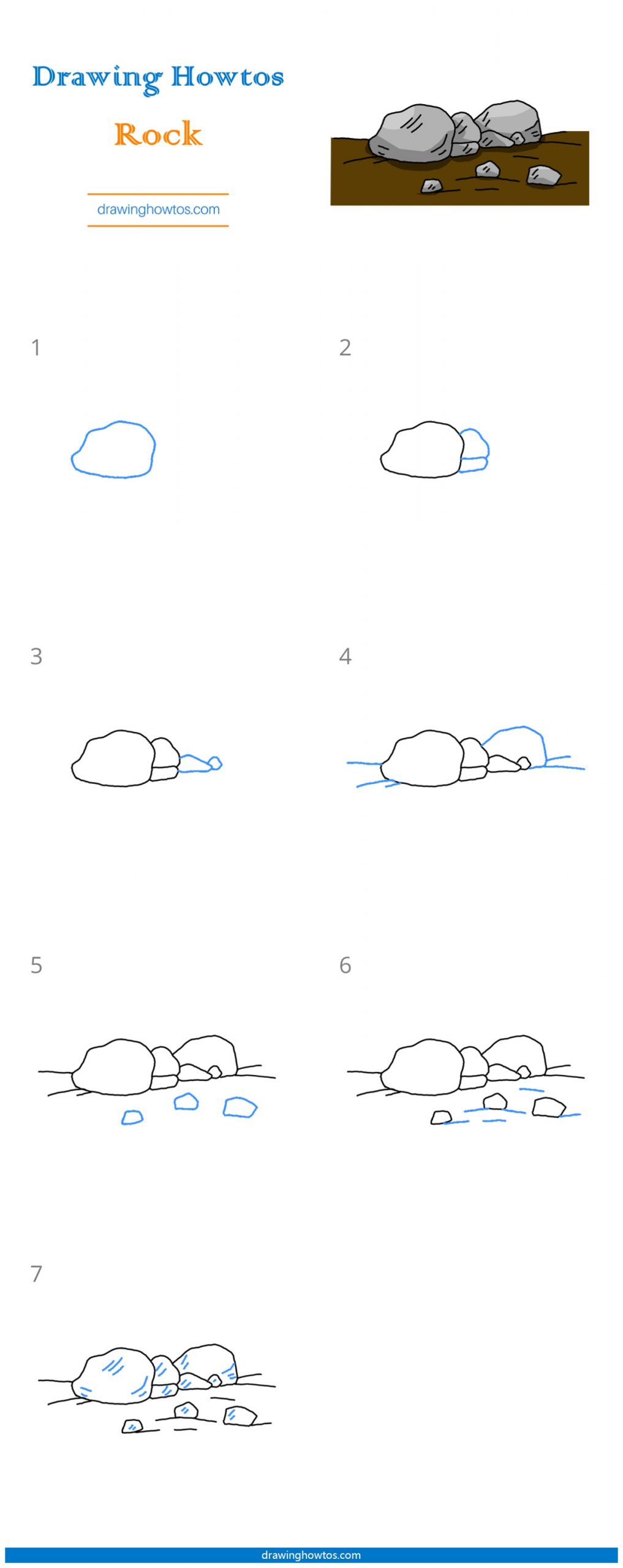 How to Draw Rocks Step by Step