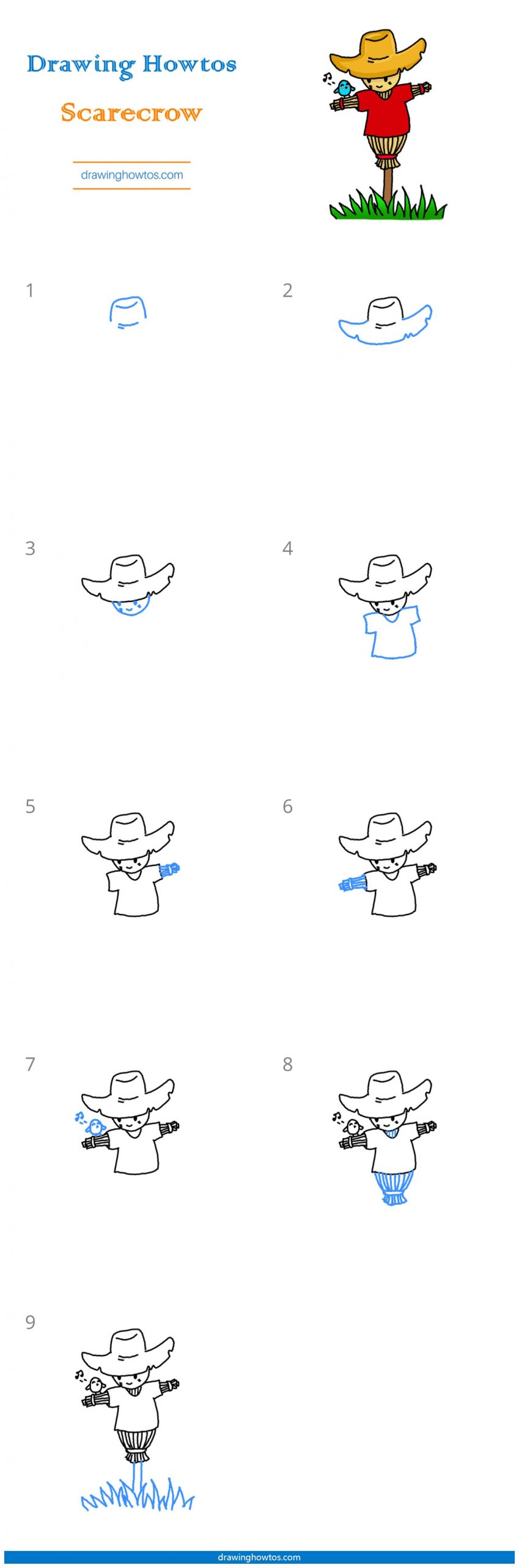 How to Draw a Scarecrow Step by Step