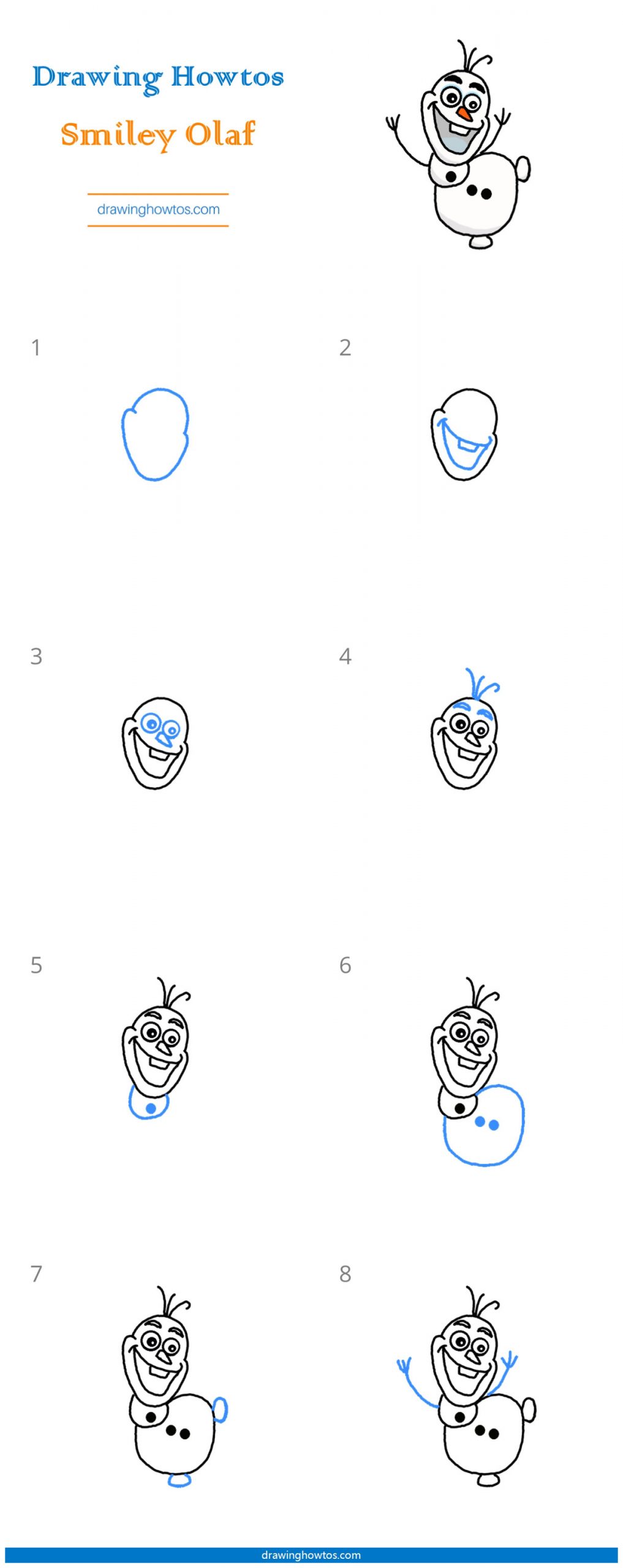 How to Draw Smiley Olaf Step by Step
