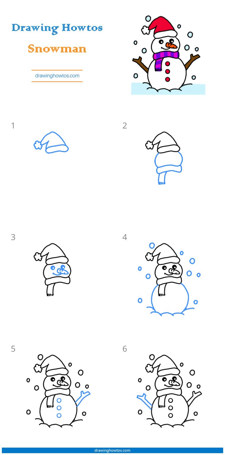 How to Draw a Snowman - Step by Step Easy Drawing Guides - Drawing Howtos