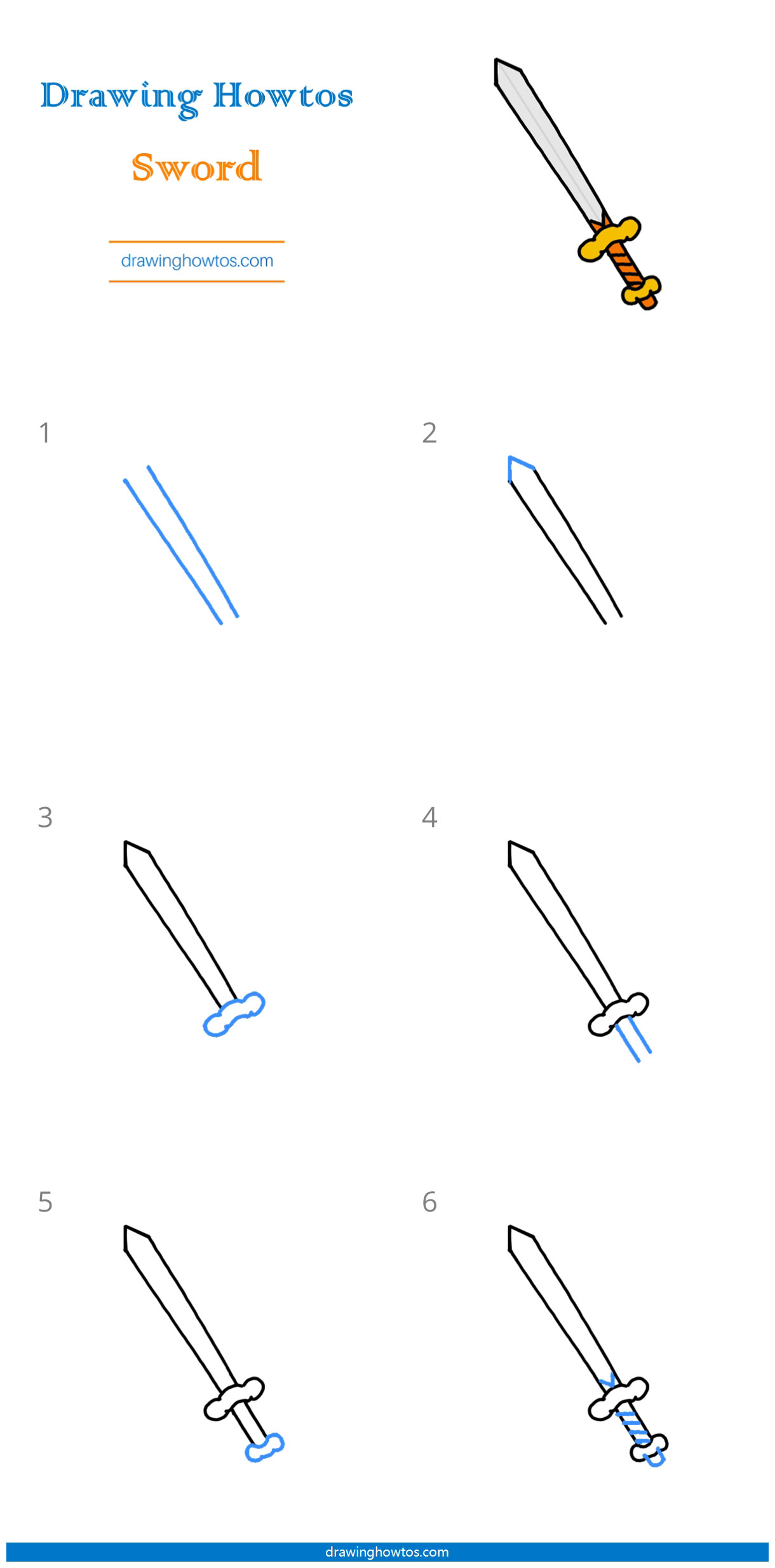 How to Draw a Sword Step by Step