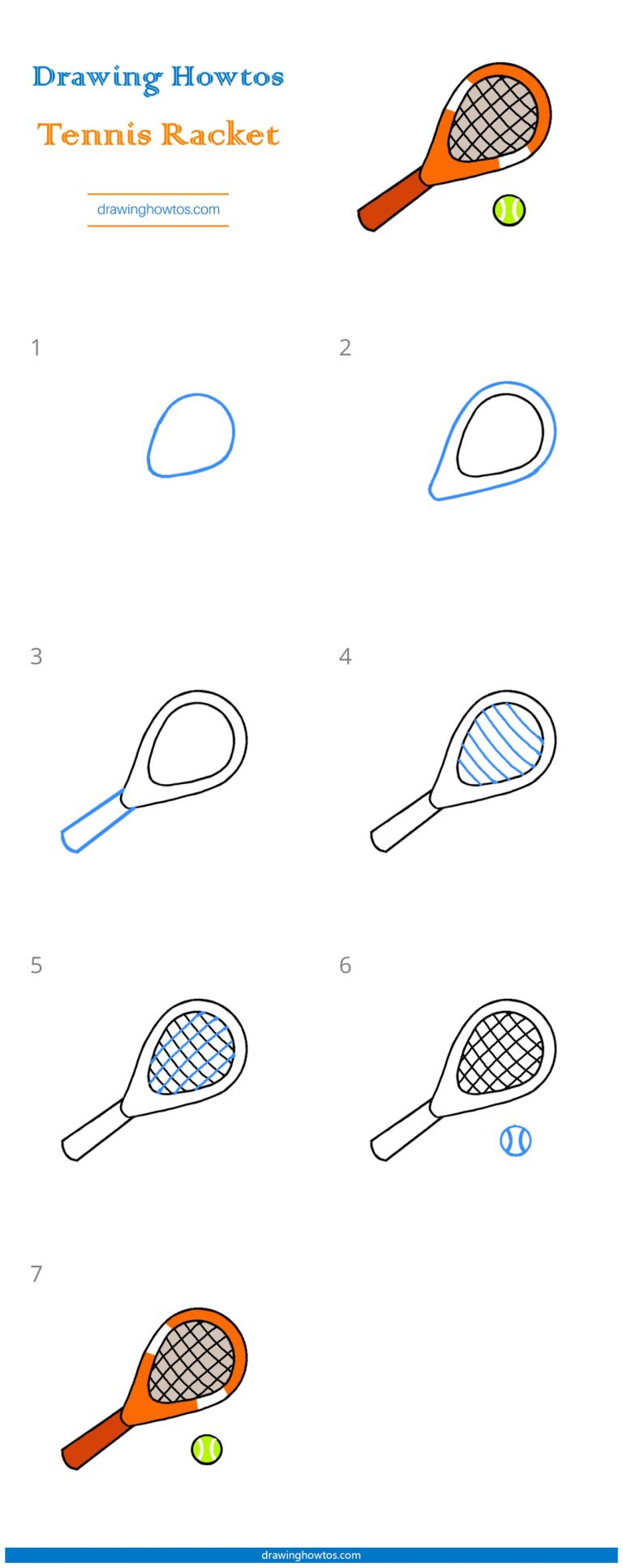 How to Draw a Tennis Racket Step by Step Easy Drawing Guides