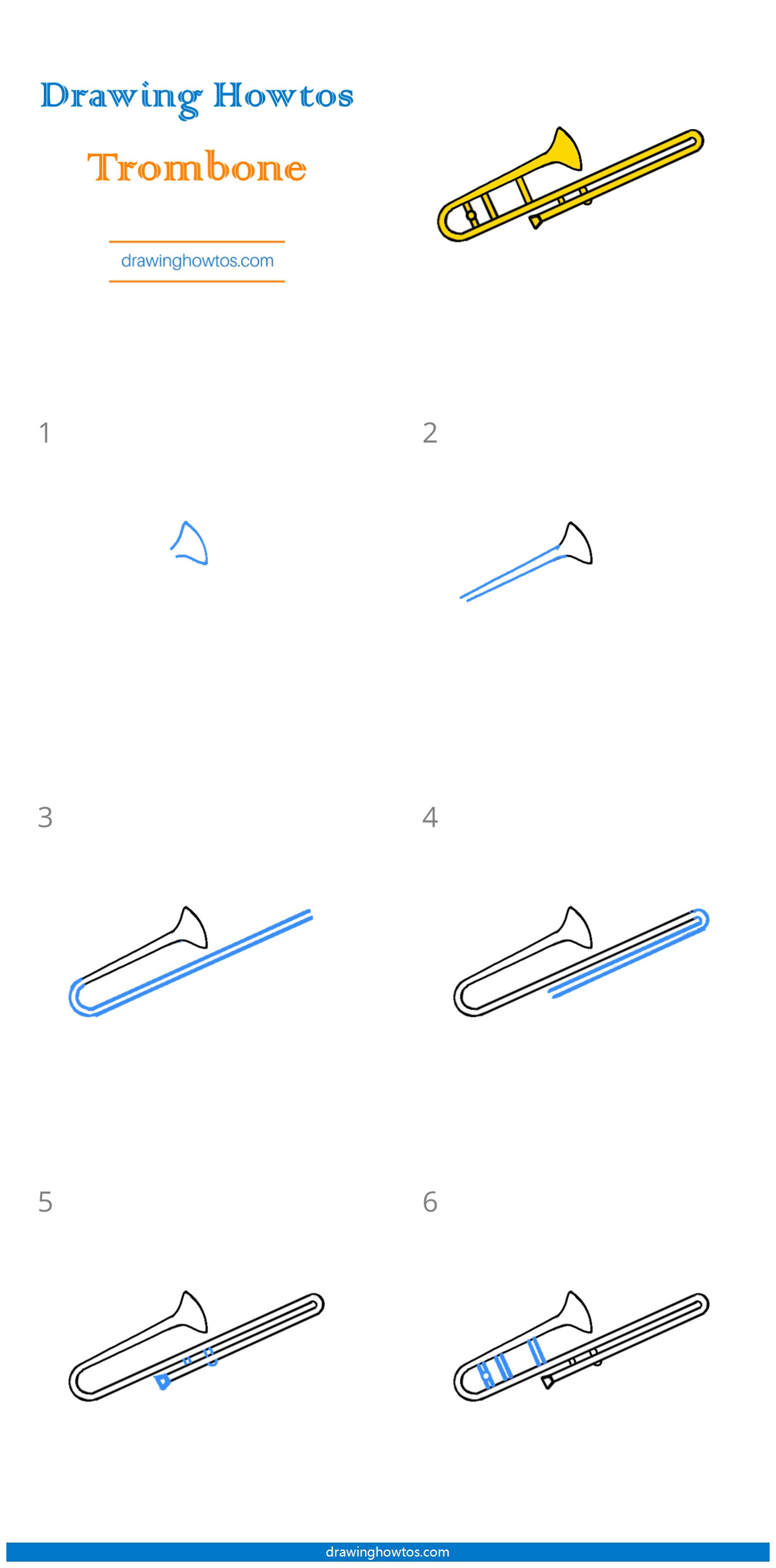 How to Draw a Trombone Step by Step
