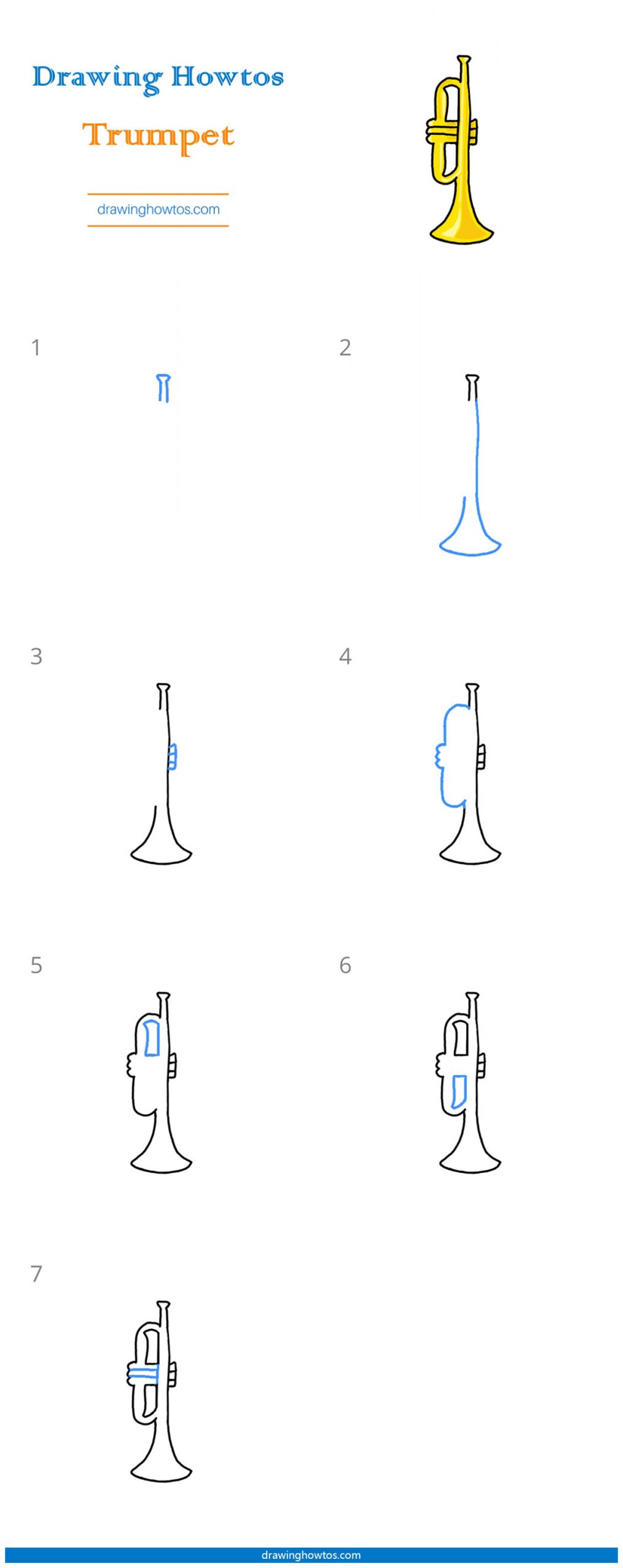How to Draw a Trumpet - Step by Step Easy Drawing Guides - Drawing Howtos