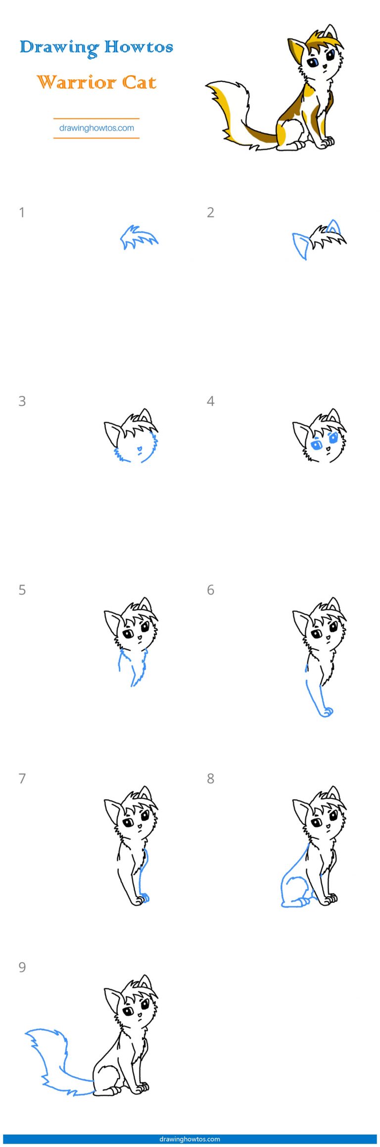 How to Draw a Warrior Cat - Step by Step Easy Drawing Guides - Drawing