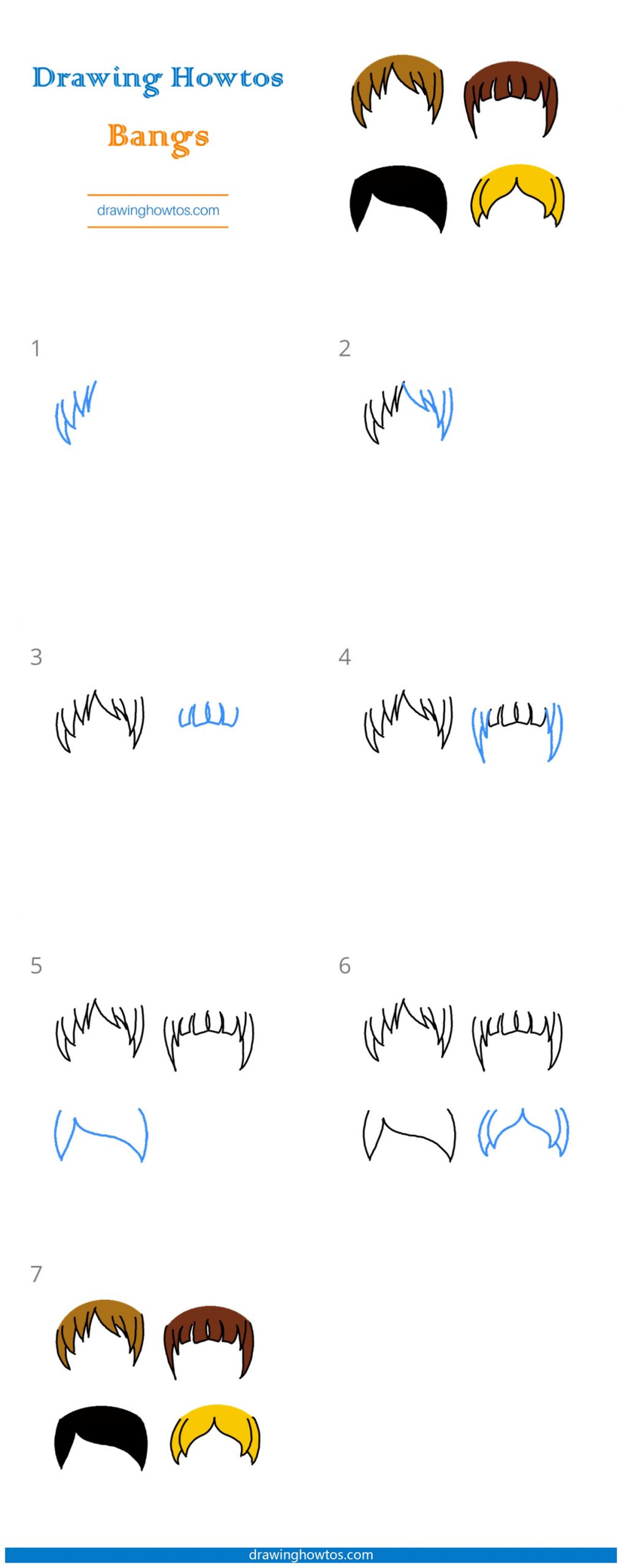 How to Draw Bangs Step by Step