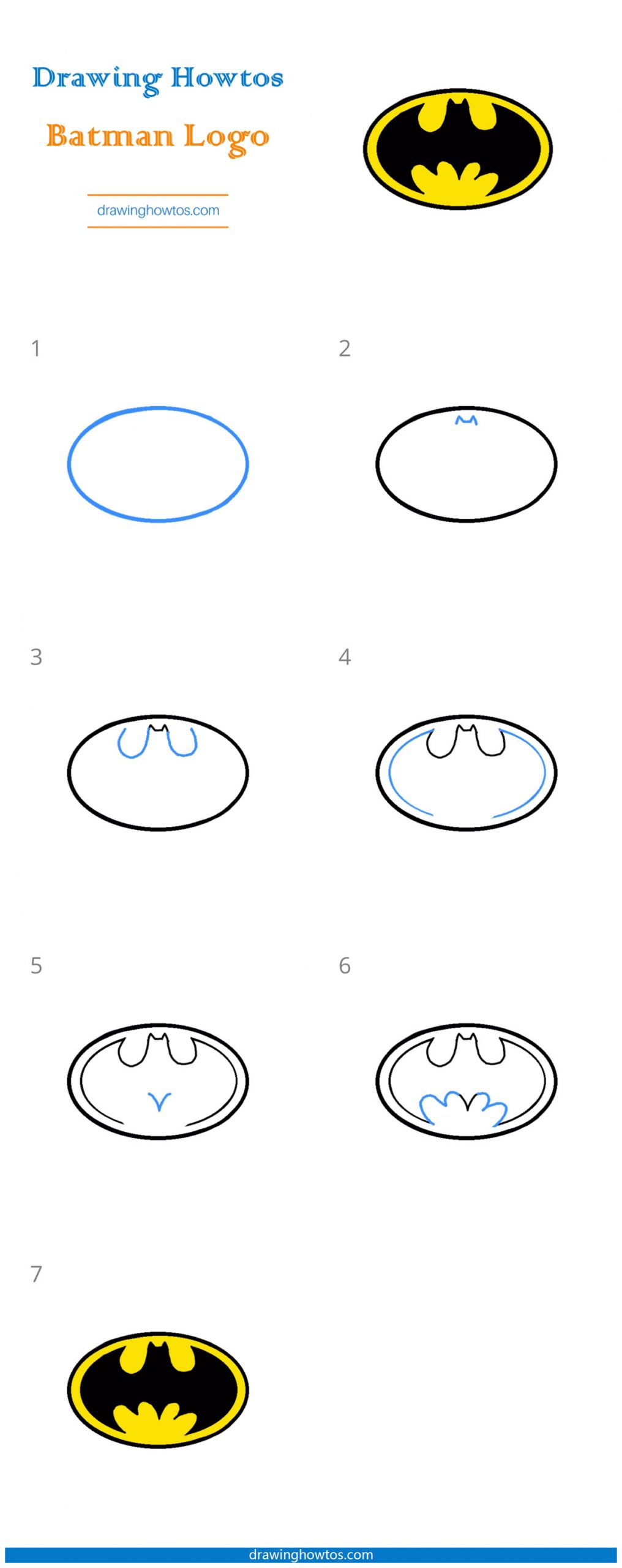 How to Draw Batman Logo Step by Step