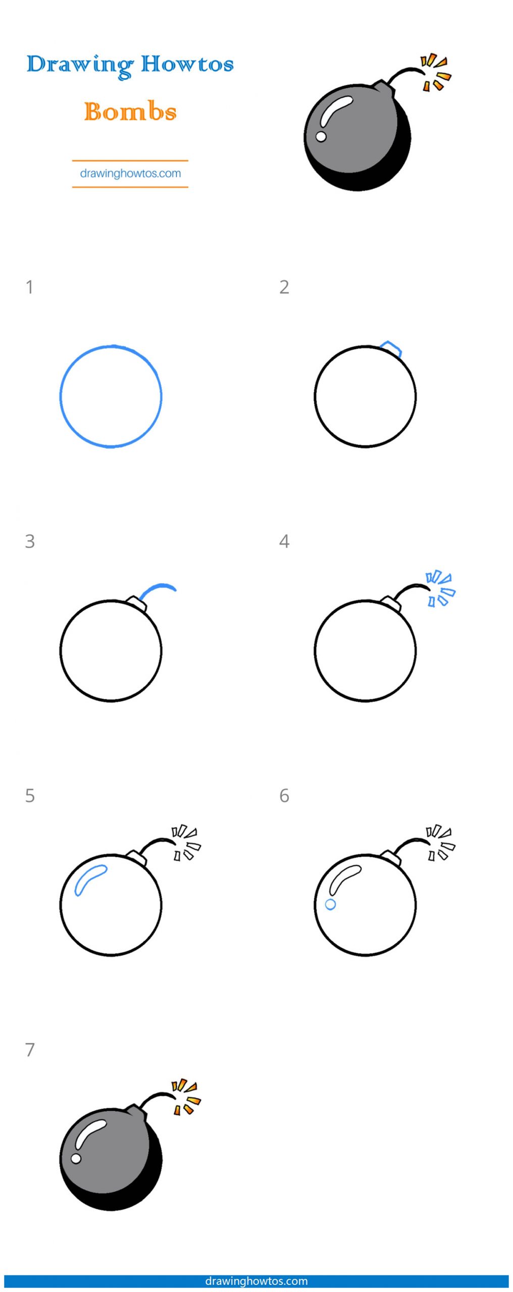 How to Draw a Bomb Step by Step