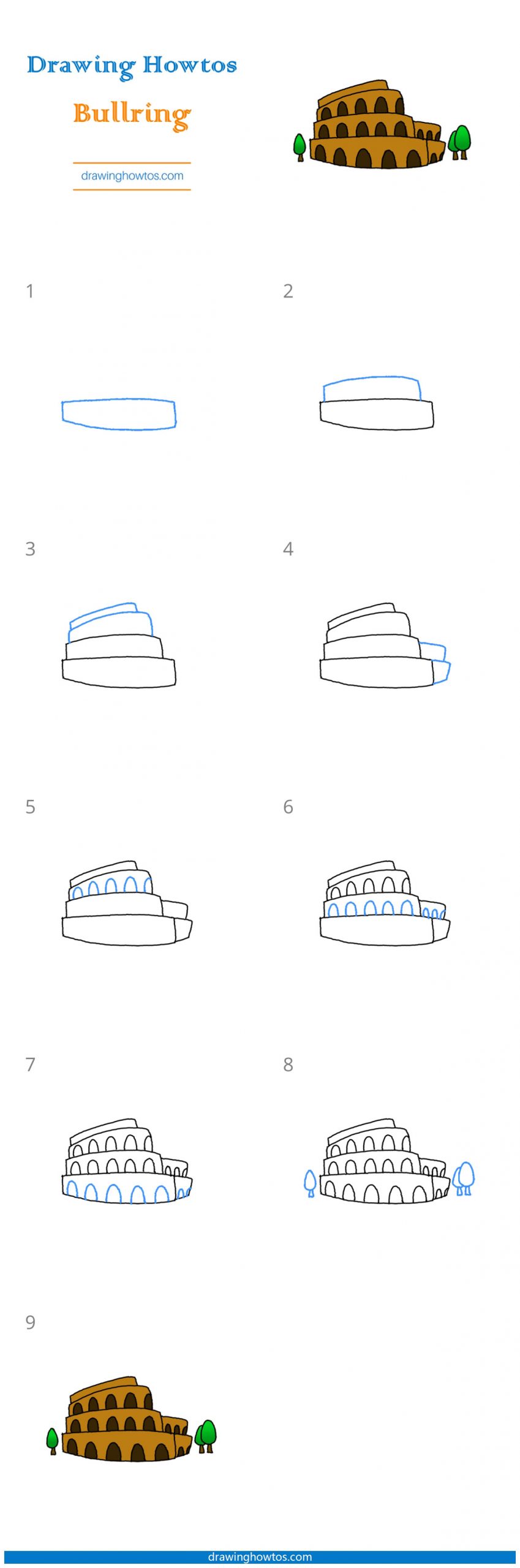 How to Draw a Bullring Step by Step