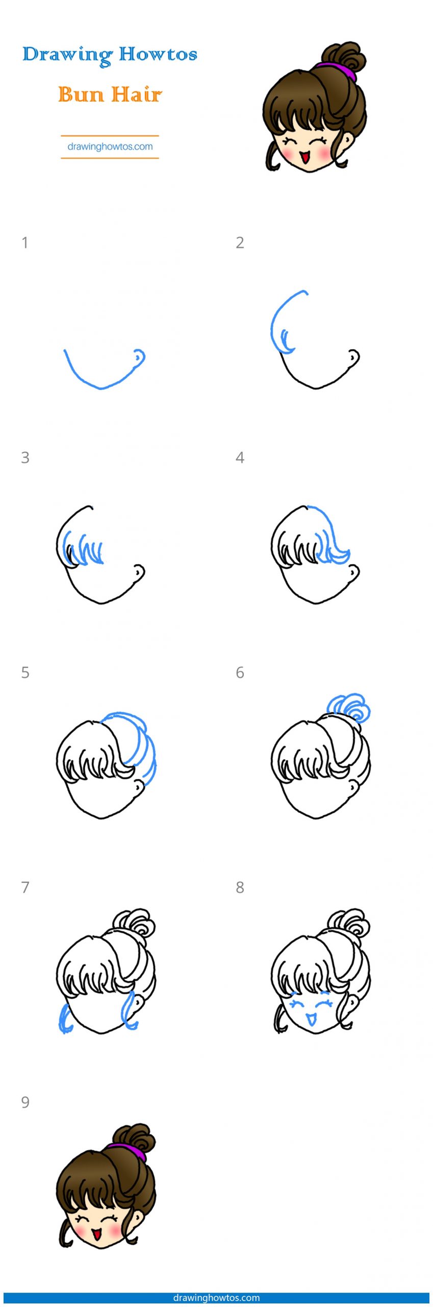 How to Draw Hair in a Bun Step by Step