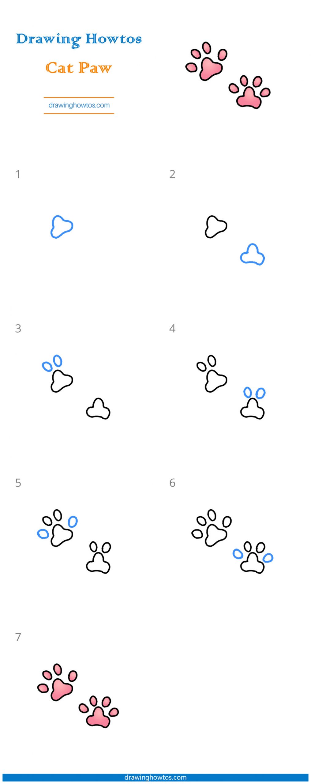 How to Draw Cat Paws Step by Step