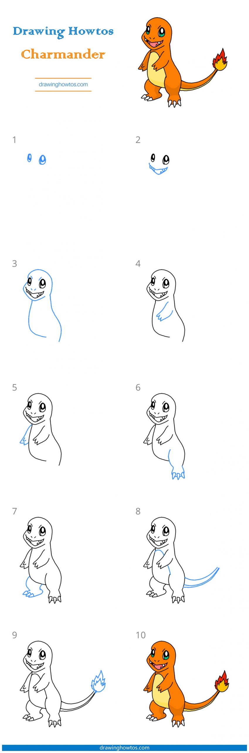 How to Draw Charmander from Pokemon Step by Step