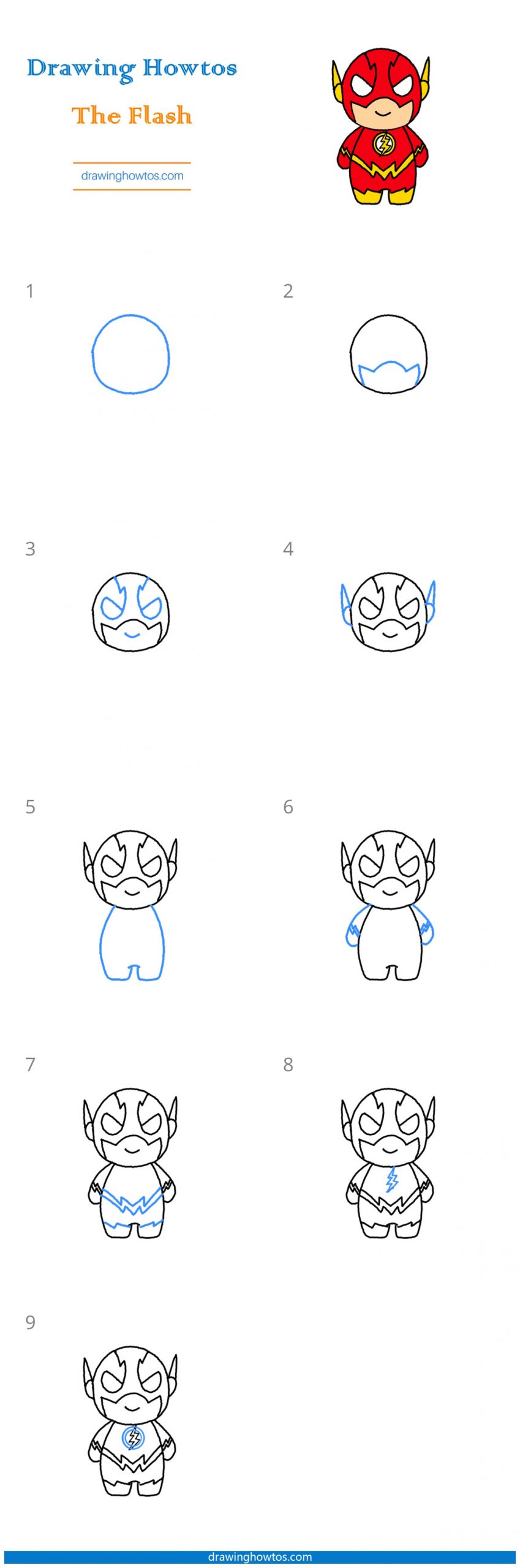 How to Draw The Flash Cute Step by Step