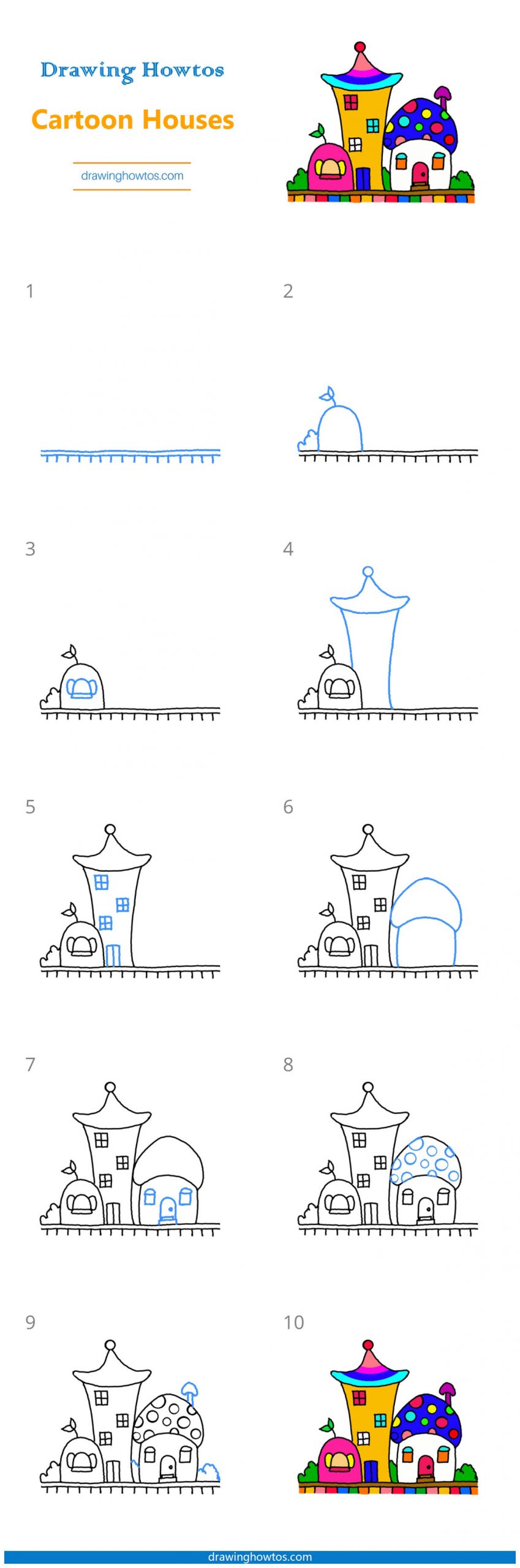 How to Draw Cute Houses Step by Step