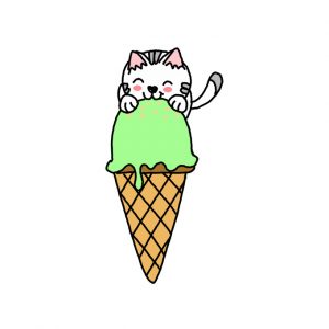 How to Draw a Kawaii Cat Eating Ice Cream