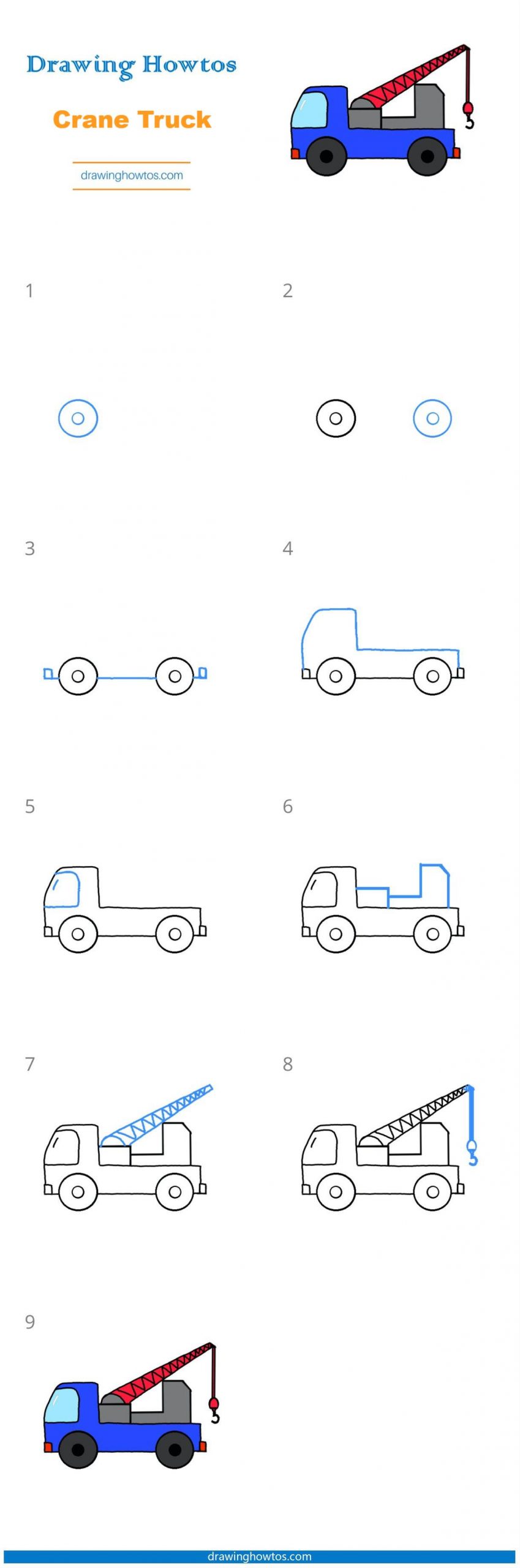 How to Draw a Crane Truck Step by Step