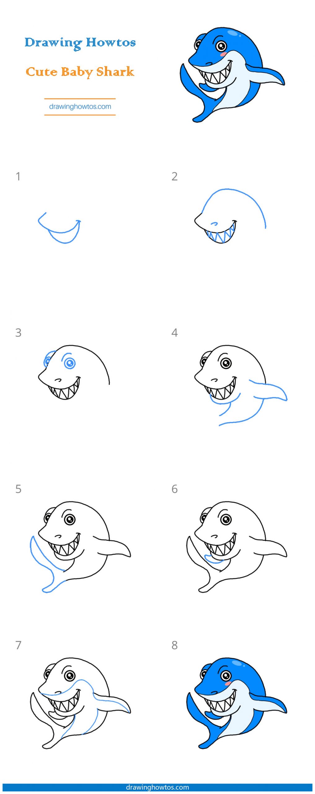 How to Draw a Cute Baby Shark Step by Step