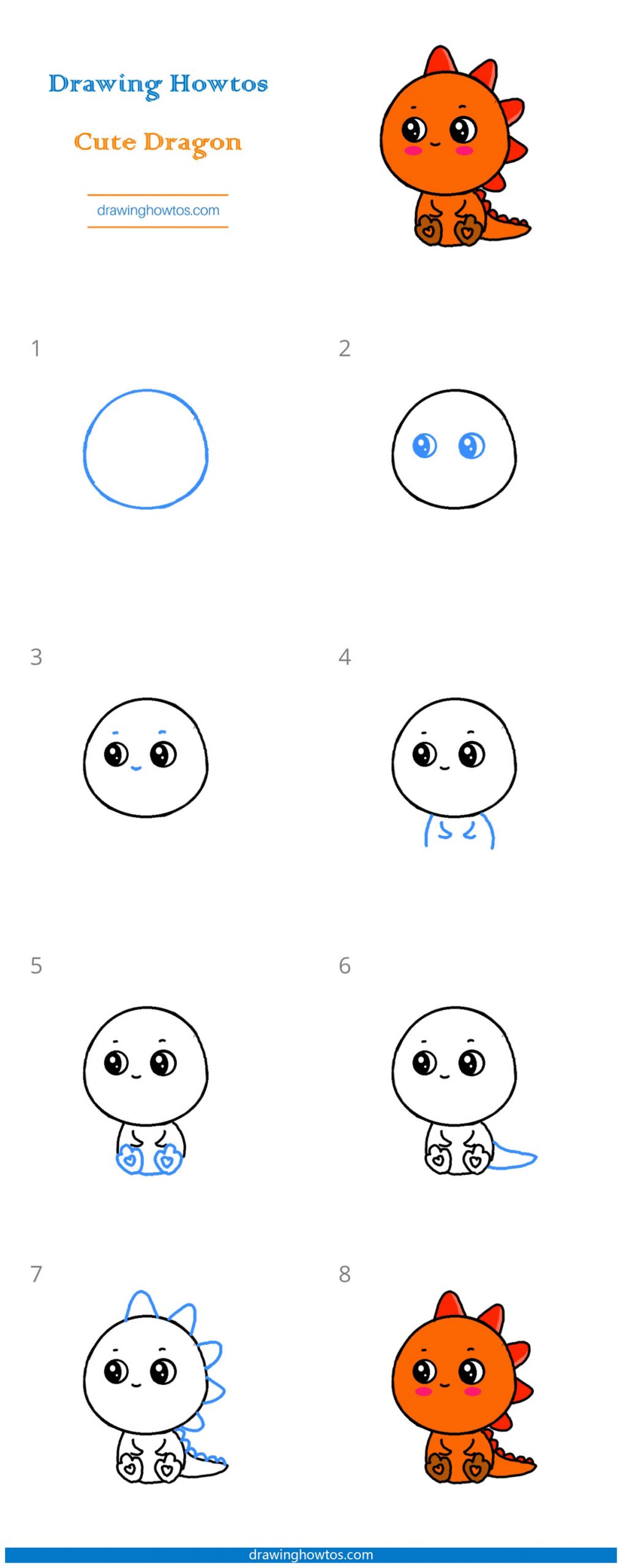How to Draw a Cute Dragon Step by Step Easy Drawing Guides Drawing