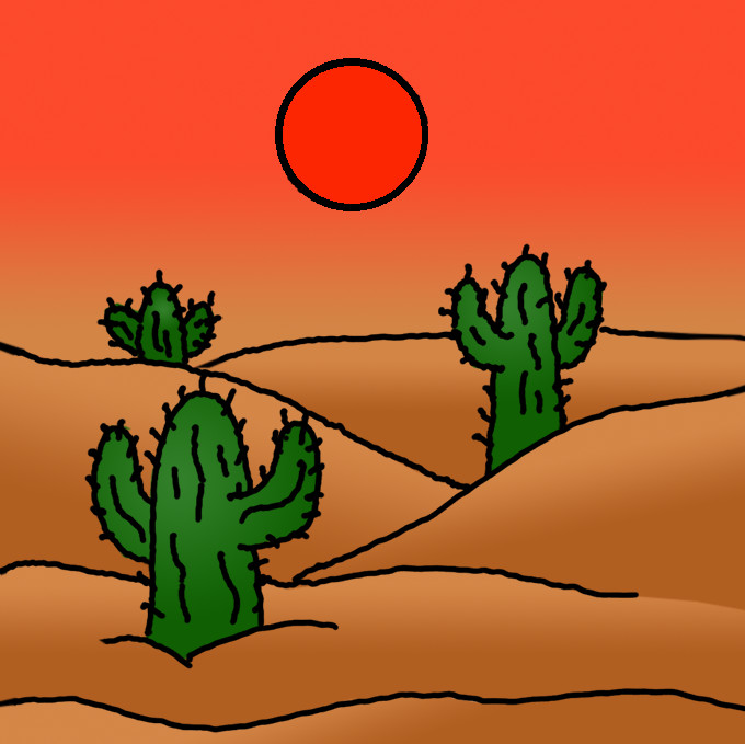 How to Draw a Desert Landscape Easy