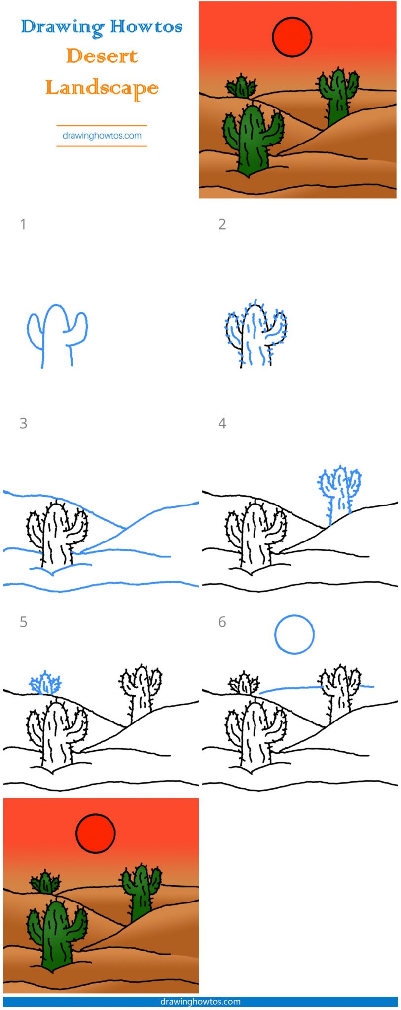 How to Draw a Desert Landscape Step by Step Easy Drawing Guides